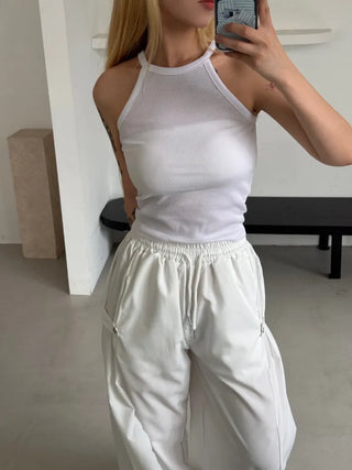 Moody Chewy Basic Ribbed Halter Sleeveless