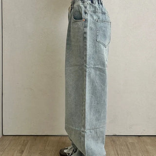 Seo Waist String Denim Wide Long Pants