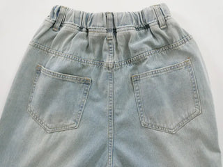 Seo Waist String Denim Wide Long Pants