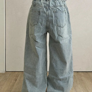 Seo Waist String Denim Wide Long Pants