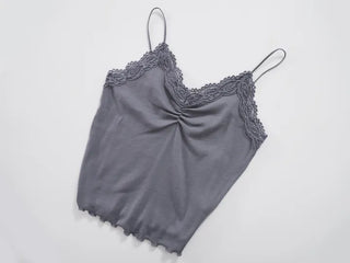 Simple Trendy Shirred Lace Sleeveless