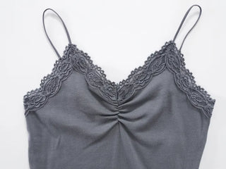 Simple Trendy Shirred Lace Sleeveless