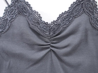 Simple Trendy Shirred Lace Sleeveless