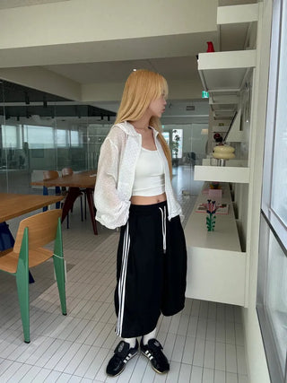 Dot Frill Hooded Windbreaker