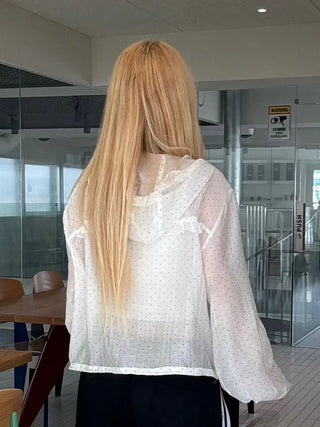 Dot Frill Hooded Windbreaker