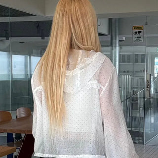 Dot Frill Hooded Windbreaker