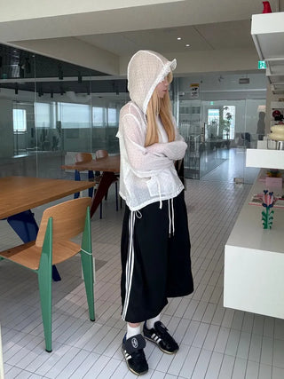 Dot Frill Hooded Windbreaker