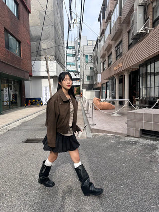 Dino Faux Leather Jacket Basic Unique Pocket Jacket