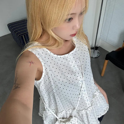 Grunge Polka Dot Bag Set Sleeveless Top