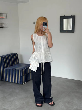 Grunge Polka Dot Bag Set Sleeveless Top