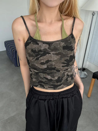 Military layered sleeveless halterneck top