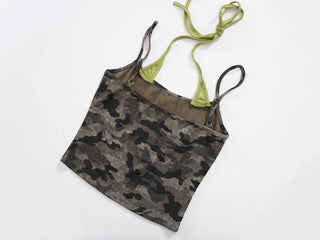 Military layered sleeveless halterneck top
