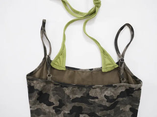 Military layered sleeveless halterneck top