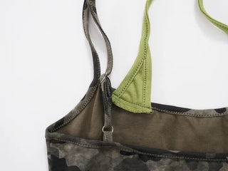 Military layered sleeveless halterneck top