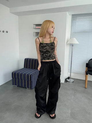 Military layered sleeveless halterneck top