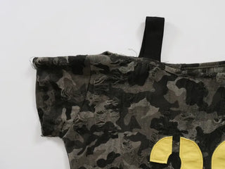 Y2K off-shoulder camouflage t-shirt