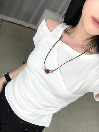 Pure Layered Plain Boat Neck T-shirt