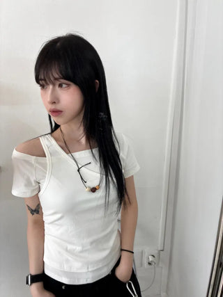 Pure Layered Plain Boat Neck T-shirt
