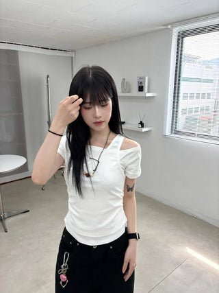 Pure Layered Plain Boat Neck T-shirt