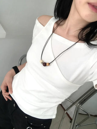 Pure Layered Plain Boat Neck T-shirt