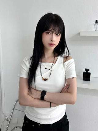 Pure Layered Plain Boat Neck T-shirt