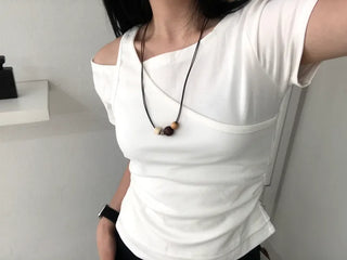 Pure Layered Plain Boat Neck T-shirt