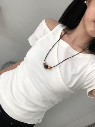 Pure Layered Plain Boat Neck T-shirt