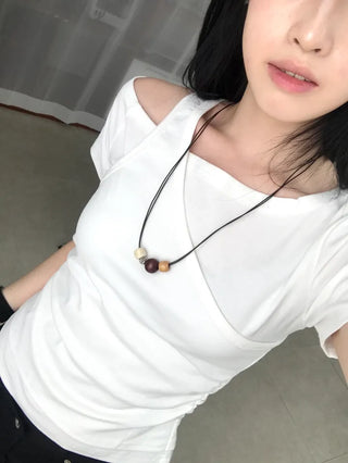 Pure Layered Plain Boat Neck T-shirt