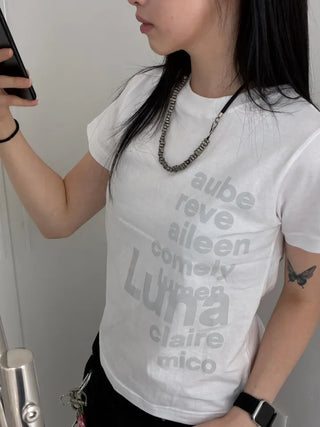 Casual Lettering Semi-Crop Short Sleeve Tee