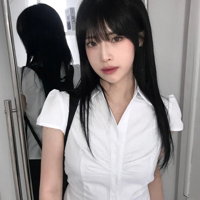 New Basic Shirred Collar Shirt