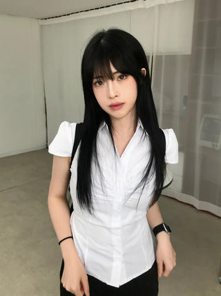 New Basic Shirred Collar Shirt