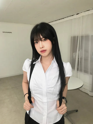 New Basic Shirred Collar Shirt