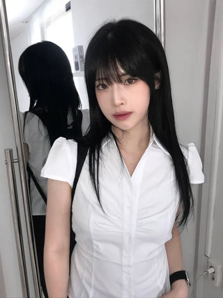 New Basic Shirred Collar Shirt