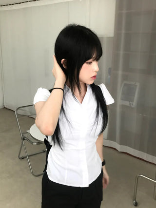 New Basic Shirred Collar Shirt