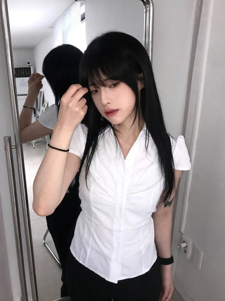 New Basic Shirred Collar Shirt