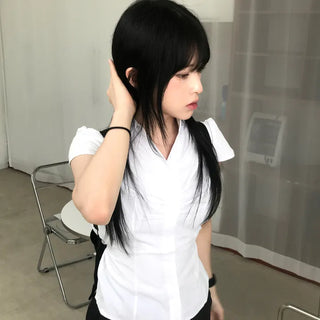 New Basic Shirred Collar Shirt