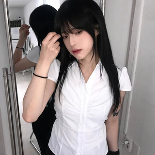 New Basic Shirred Collar Shirt