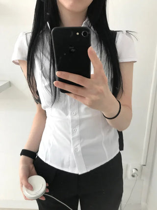 New Basic Shirred Collar Shirt
