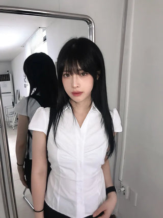 New Basic Shirred Collar Shirt