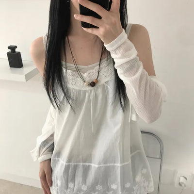 Layered Punching Lace Sleeveless Top
