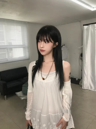 Layered Punching Lace Sleeveless Top