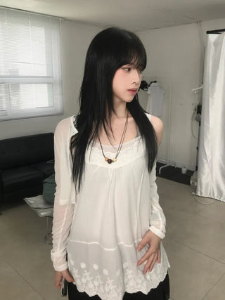 Layered Punching Lace Sleeveless Top