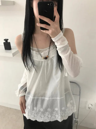Layered Punching Lace Sleeveless Top
