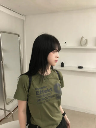 Natural Number Nine Round Neck Short Sleeve T-shirt