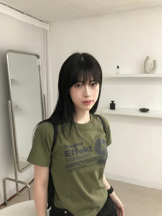Natural Number Nine Round Neck Short Sleeve T-shirt