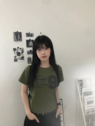 Natural Number Nine Round Neck Short Sleeve T-shirt