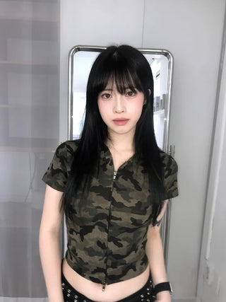 Retro Hip Camo Plage Short Sleeve Hoodie