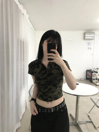 Retro Hip Camo Plage Short Sleeve Hoodie