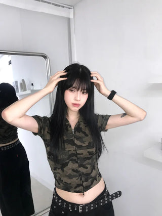 Retro Hip Camo Plage Short Sleeve Hoodie