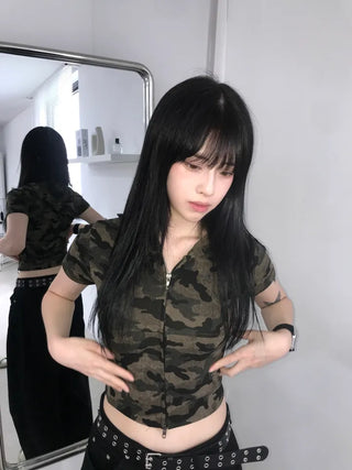 Retro Hip Camo Plage Short Sleeve Hoodie